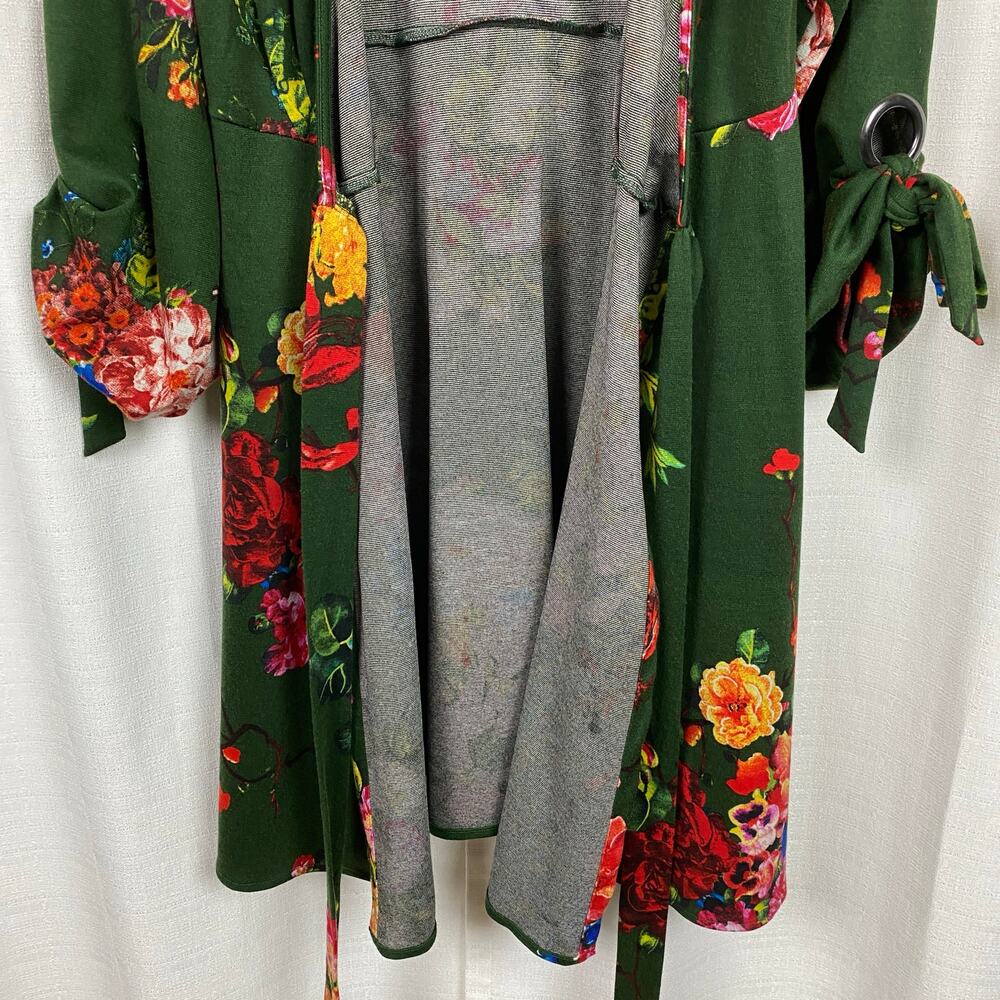 Anthropologie Eva Franco Green Floral Dahlia Wrap Mini Dress Sz.S - Picture 8 of 15